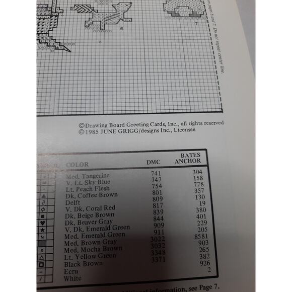 1985 June Grigg Designs Counted Cross Stitch Leaflet Christmas Past - Picture 8 of 8